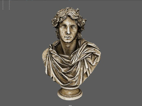 古典的なギリシャの大理石のバスト ローポリ ゲーム対応 ローポリ 3Dモデル