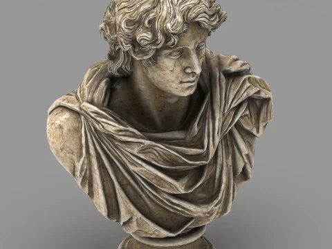 古典的なギリシャの大理石のバスト ローポリ ゲーム対応 ローポリ 3Dモデル