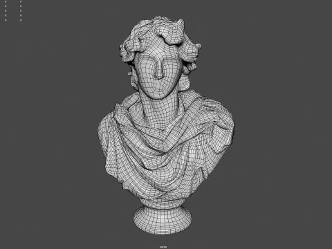 古典的なギリシャの大理石のバスト ローポリ ゲーム対応 ローポリ 3Dモデル