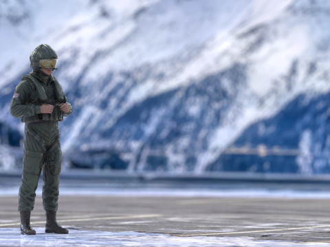 Moderno US Helicopter Pilot LP Premium Game Ready 3D Ativo Modelo 3D