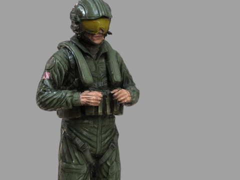 Modern US Helicopter Pilot LP Premium Game Ready 3D Asset Modello 3D