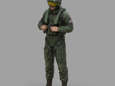 Modern US Helicopter Pilot LP Premium Game Ready 3D Asset 3D Model