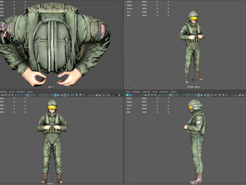 Modern US Helicopter Pilot LP Premium Game Ready 3D Asset Modello 3D