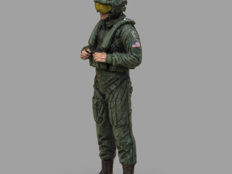 Modern US Helicopter Pilot LP Premium Game Ready 3D Asset Modello 3D