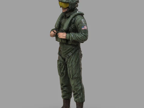 Modern US Helicopter Pilot LP Premium Game Ready 3D Asset 3D Model