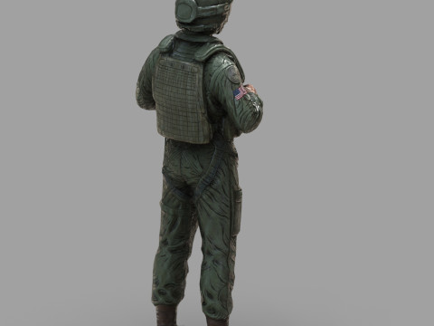 Modern US Helicopter Pilot LP Premium Game Ready 3D Asset Modello 3D