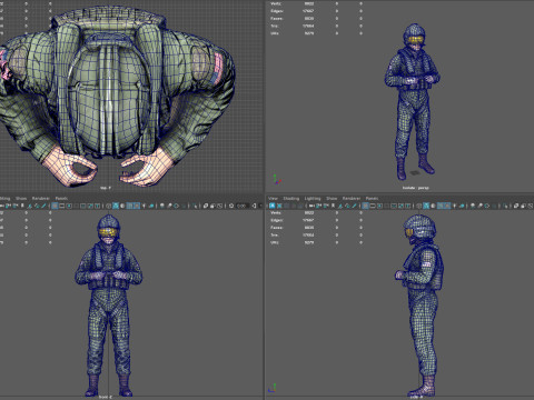 Modern US Helicopter Pilot LP Premium Game Ready 3D Asset Modello 3D