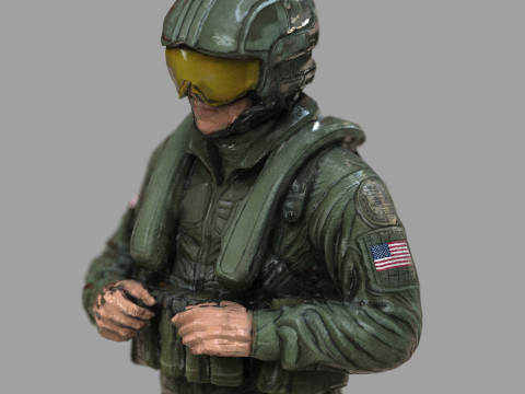 Modern US Helicopter Pilot LP Premium Game Ready 3D Asset Modello 3D