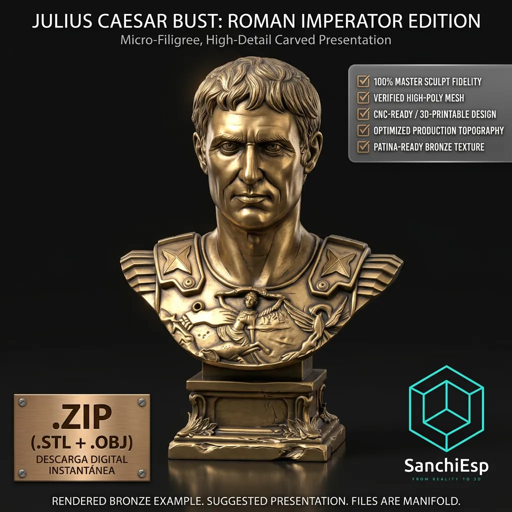 Julius Caesar Bust - 3D Print STL 3D Print Model .c4d .max .obj .3ds .fbx .stl .blend 