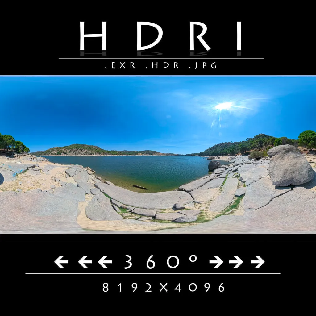 Sunny Lake Shore 360 Degree Equirectangular HDRI Panorama - 8K 32-Bit High Dynamic Range Environment CG Textures .c4d .max .obj .3ds .fbx .stl .blend