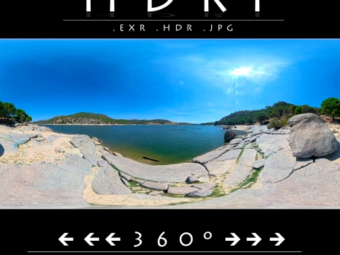 Sunny Lake Shore 360 Degree Equirectangular HDRI Panorama - 8K 32-Bit High Dynamic Range Environment CG Textures