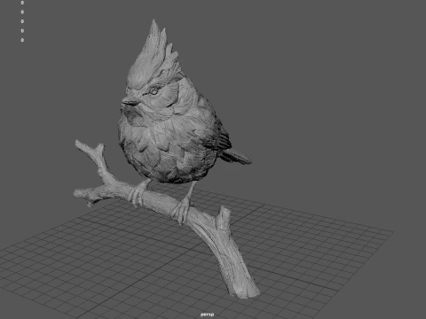 Handmade Wood Carved Northern Cardinal 3D Print Model 3D Print Model