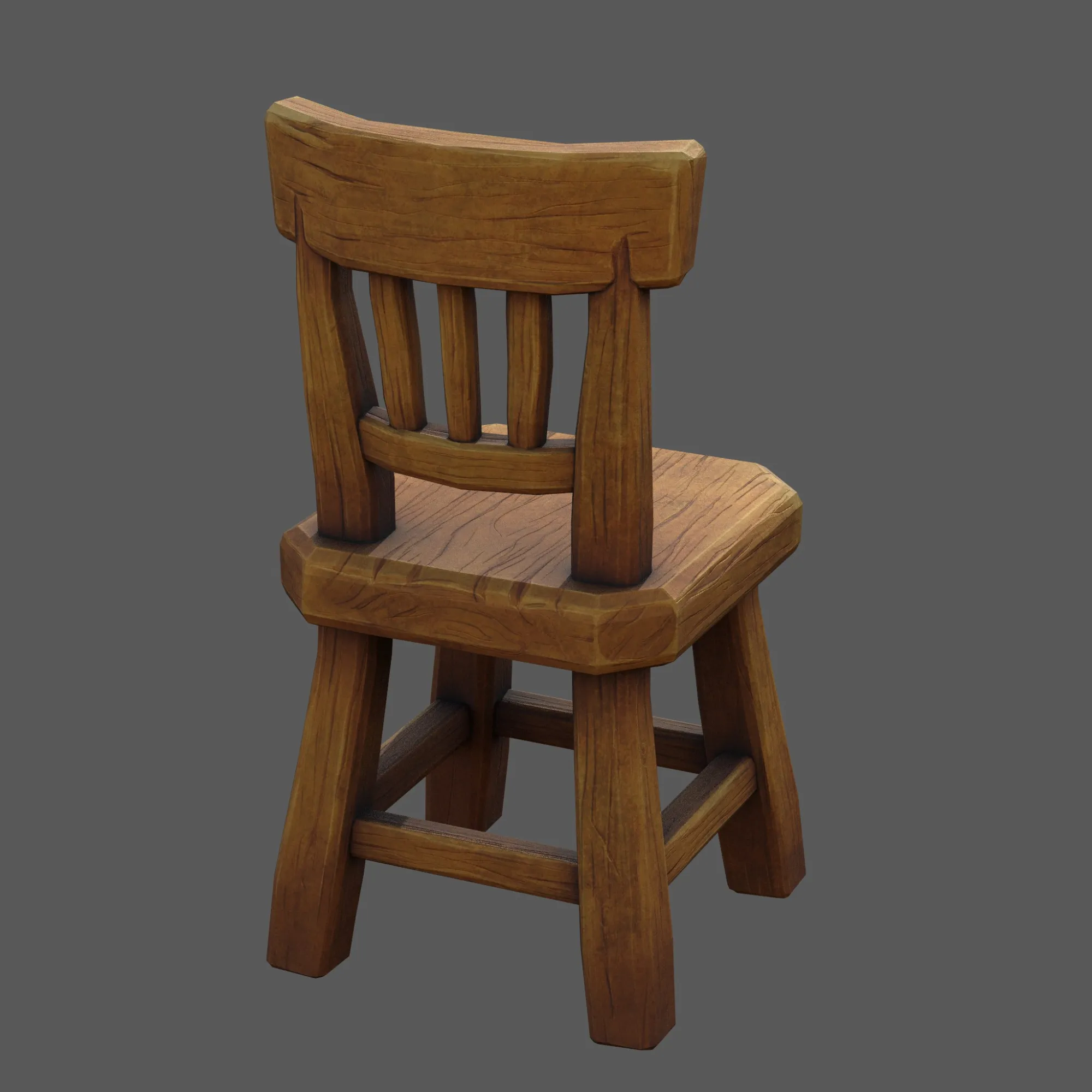 Stylized Wooden Chair - Low Poly Hand Painted Game Ready Asset 3D Model .c4d .max .obj .3ds .fbx .stl .blend