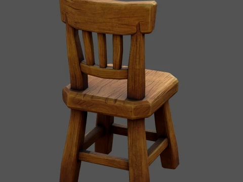 Stylized Wooden Chair - Low Poly Hand Painted Game Ready Asset 3D Model