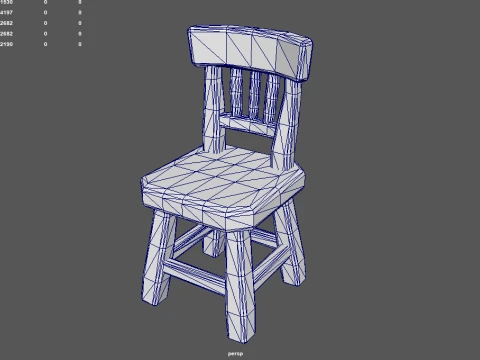 Stylized Wooden Chair - Low Poly Hand Painted Game Ready Asset 3D Model