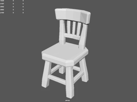 Stylized Wooden Chair - Low Poly Hand Painted Game Ready Asset 3D Model