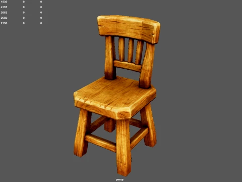 Stylized Wooden Chair - Low Poly Hand Painted Game Ready Asset 3D Model