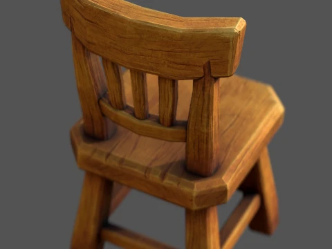 Stylized Wooden Chair - Low Poly Hand Painted Game Ready Asset 3D Model