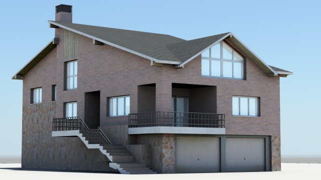 detached house 1 3D Model .c4d .max .obj .3ds .fbx .stl .blend 