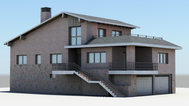 detached house 2 3D Model .c4d .max .obj .3ds .fbx .stl .blend 