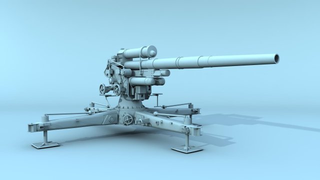 german flak 88 mm 3D मॉडल .c4d .max .obj .3ds .fbx .stl .blend 