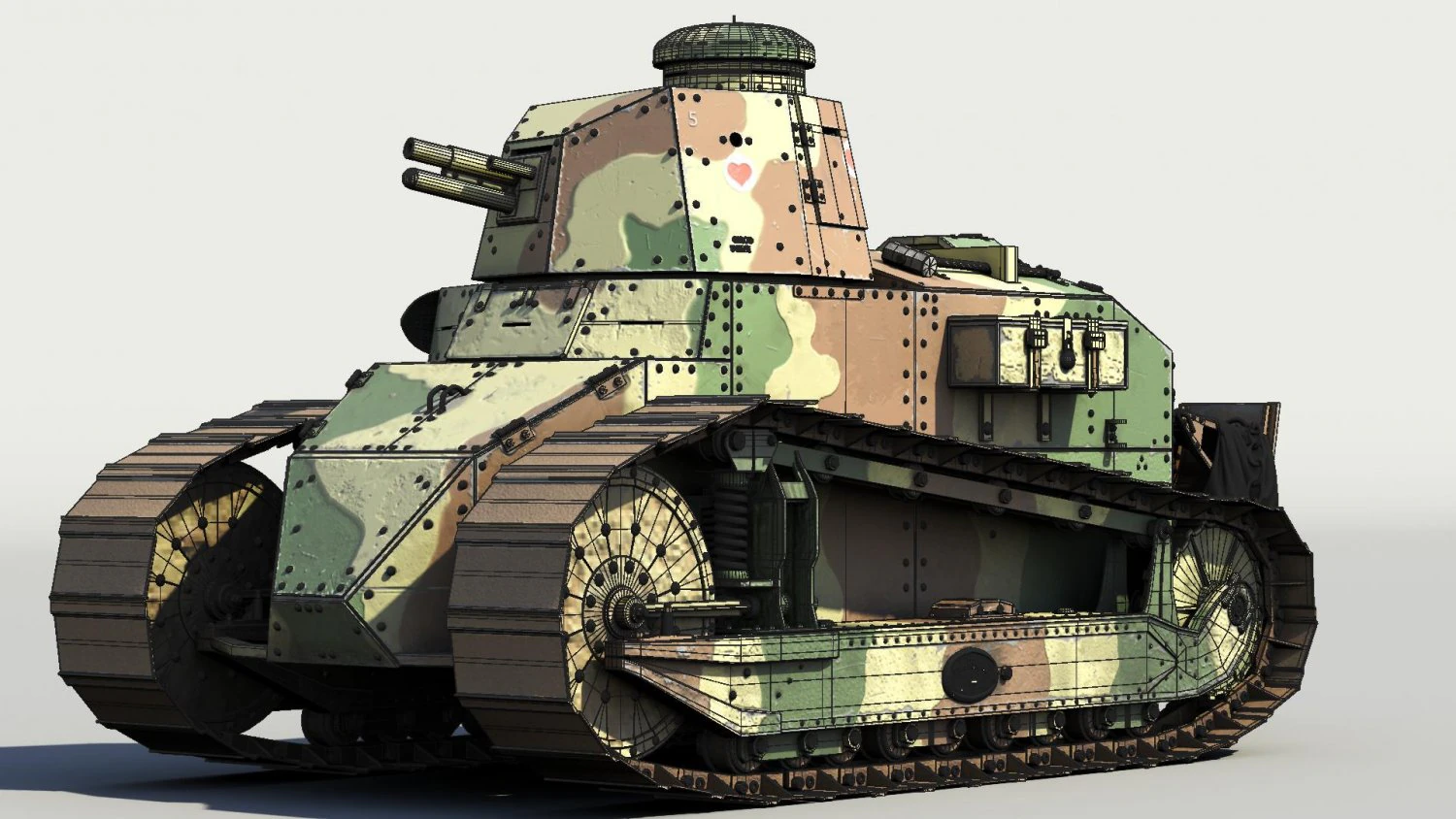 tanque leve franc&ecirc;s renault ft17 Modelo 3D .c4d .max .obj .3ds .fbx .stl .blend 