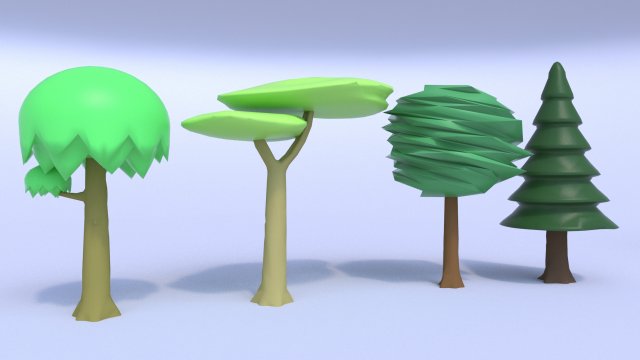 toon tree pack 3D मॉडल .c4d .max .obj .3ds .fbx .stl .blend 