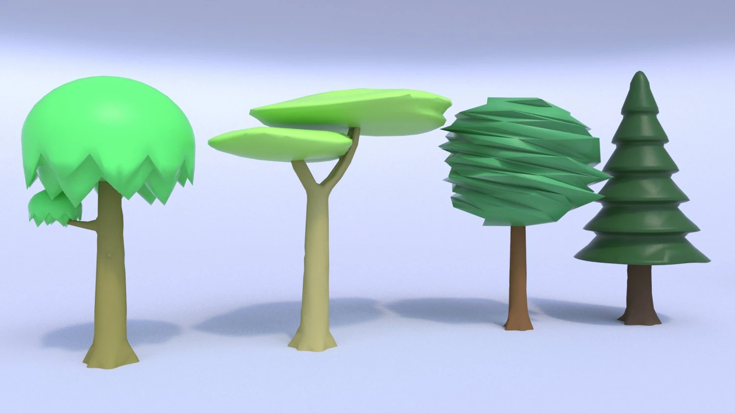 toon tree pack 3D Model .c4d .max .obj .3ds .fbx .stl .blend 
