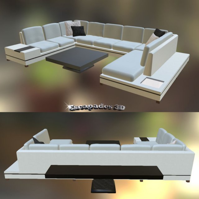 modern style couch and tables set 3D Model .c4d .max .obj .3ds .fbx .stl .blend 
