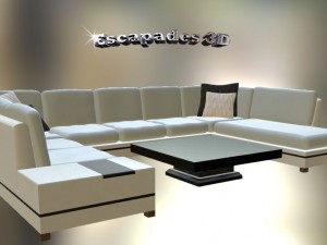 modern style couch and tables set 3D Model