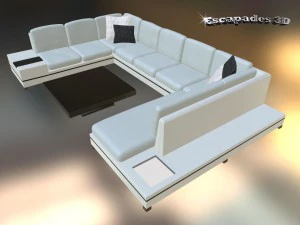modern style couch and tables set 3D Model