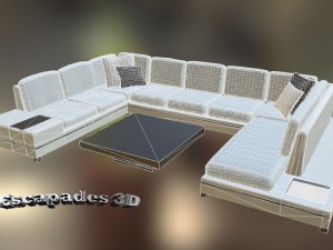 modern style couch and tables set 3D Model