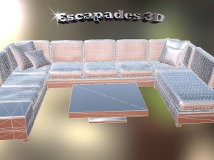 modern style couch and tables set 3D Model