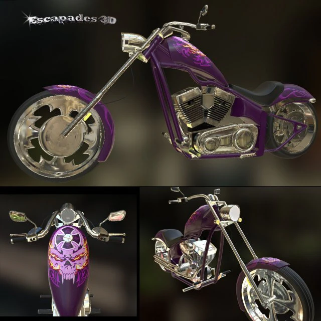 custom chopper 02 3D Model .c4d .max .obj .3ds .fbx .stl .blend 
