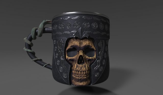 skull mug 3D Model .c4d .max .obj .3ds .fbx .stl .blend 