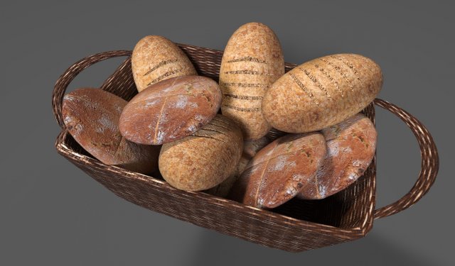bread basket 3D मॉडल .c4d .max .obj .3ds .fbx .stl .blend 