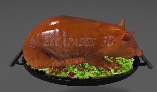 roasted boar -pig 3D Model .c4d .max .obj .3ds .fbx .stl .blend 