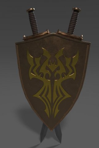 crossed swords and shield wall decoration Model 3D .c4d .max .obj .3ds .fbx .stl .blend 