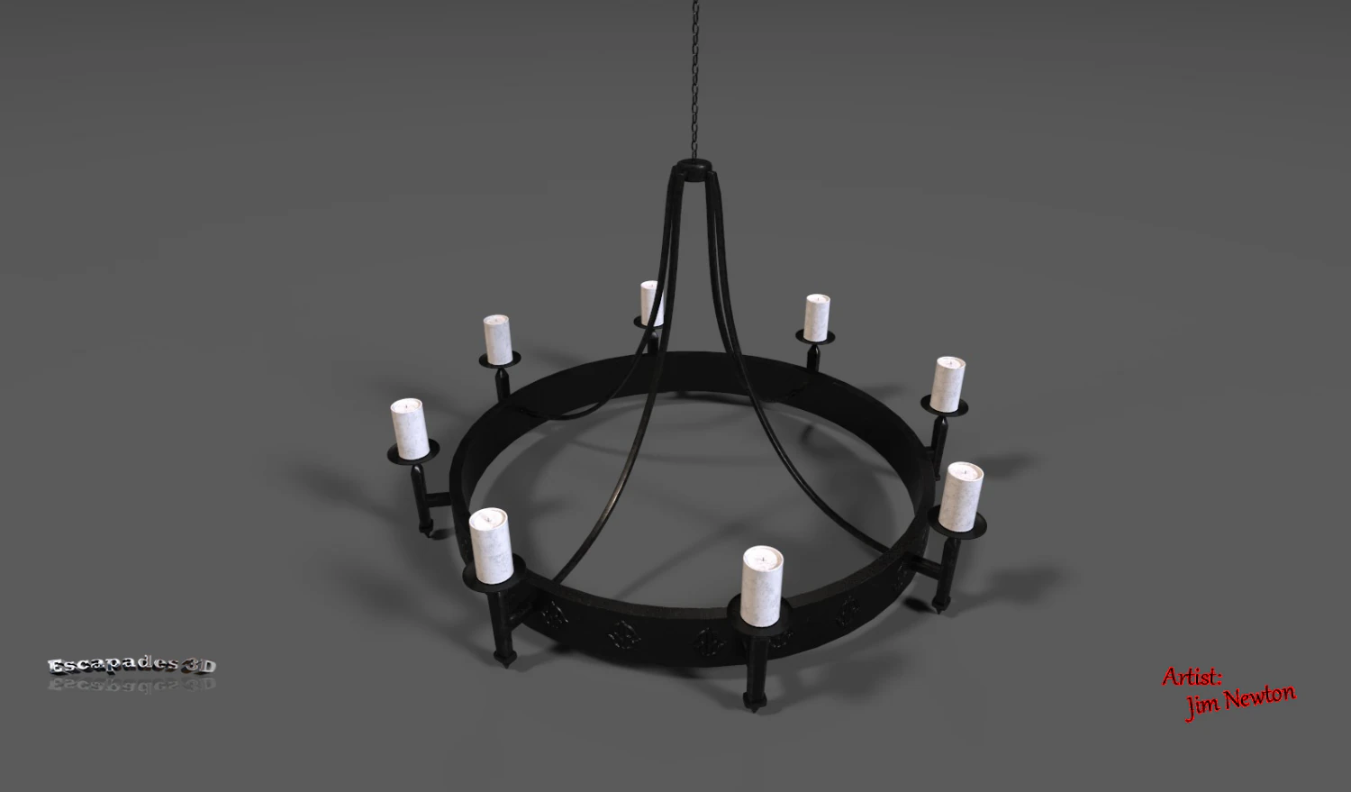 medieval candle chandelier 3D Model .c4d .max .obj .3ds .fbx .stl .blend 