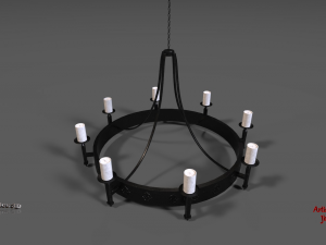 medieval candle chandelier 3D Model