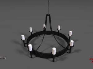 中世纪蜡烛吊灯 3D 模型