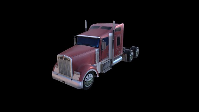 kenworth w900 semi truck lowpoly 3D 模型 .c4d .max .obj .3ds .fbx .stl .blend 