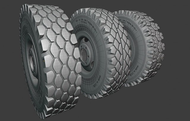 Wheels of old Soviet technology 3D Model .c4d .max .obj .3ds .fbx .stl .blend 