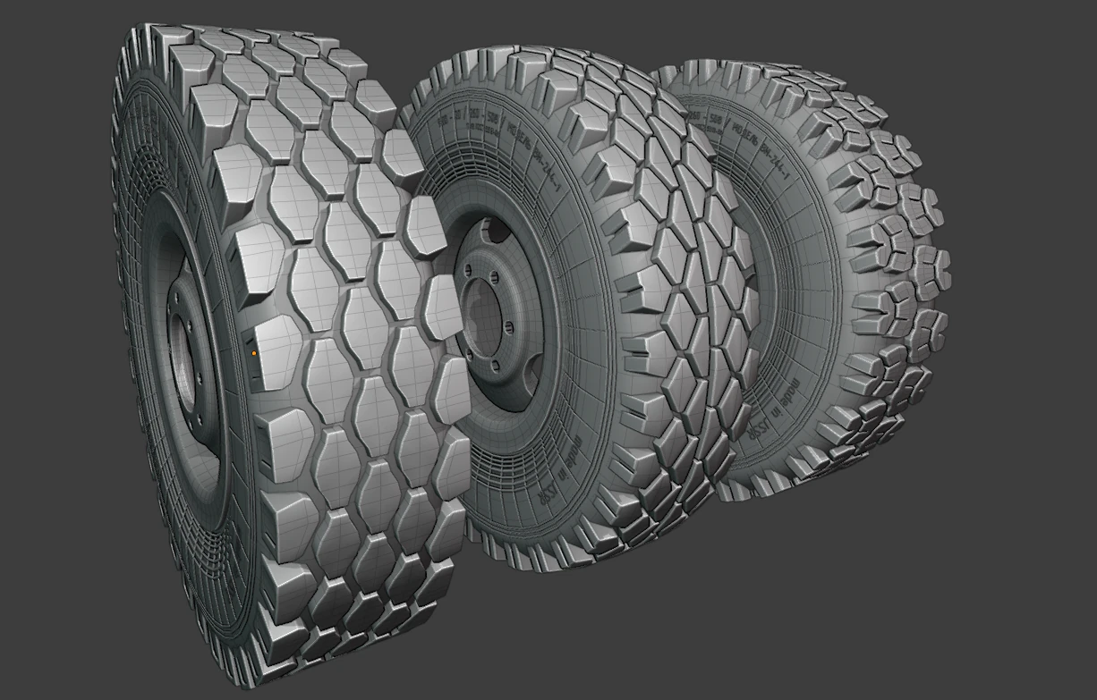 Wheels of old Soviet technology 3D Model .c4d .max .obj .3ds .fbx .stl .blend 