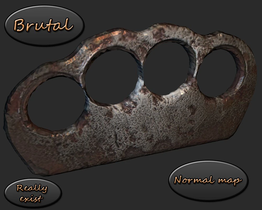 realistic brass knuckles 3D Model .c4d .max .obj .3ds .fbx .stl .blend 
