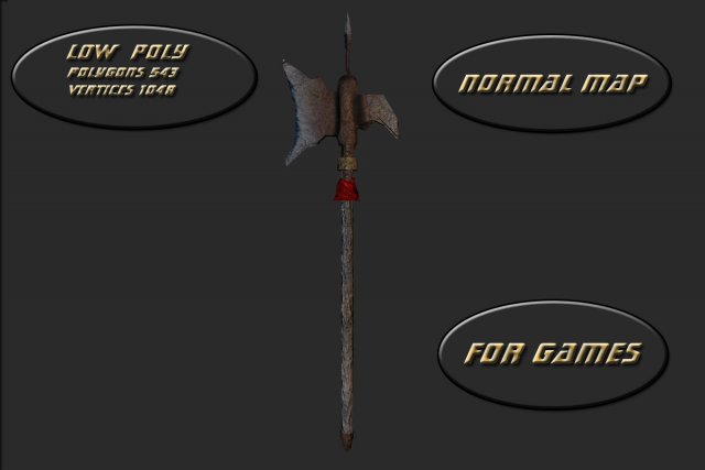 medieval halberd 3D Model .c4d .max .obj .3ds .fbx .stl .blend 