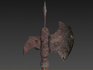 wooden medieval halberd 3D Model