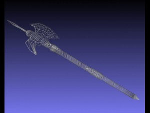 wooden medieval halberd 3D Model