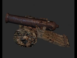 low poly set crew cannons Modelo 3D