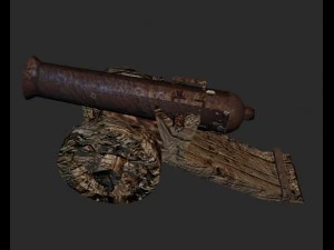 low poly set crew cannons 3D Model
